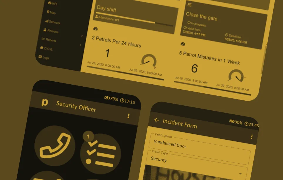 Consolidated supplier performance dashboard showing patrol counts, incident logs and service KPIs across managed sites